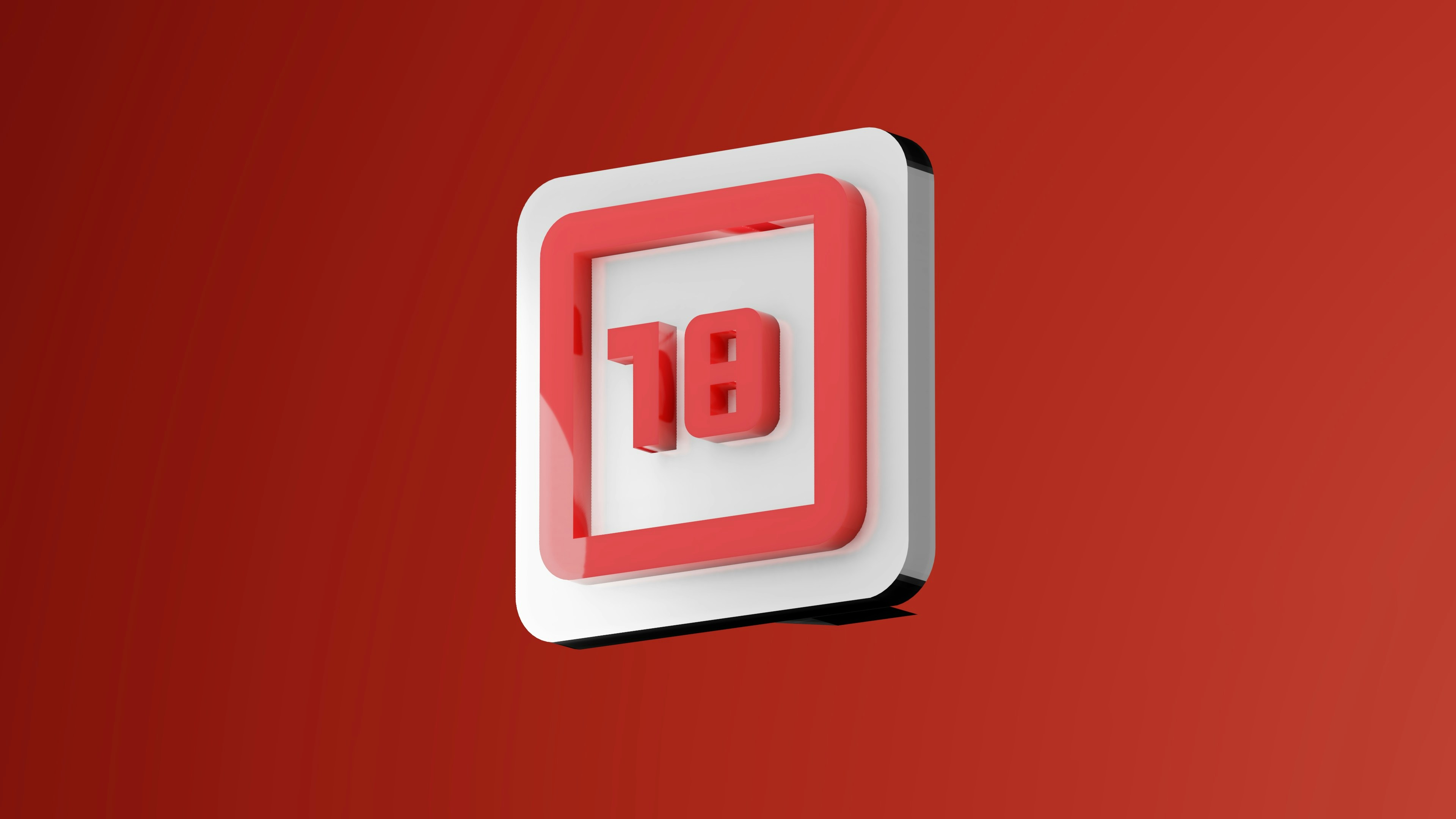 a white square with a red background